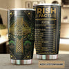 Camellia Personalized Irish Facts Metal Style Stainless Steel Tumbler - Double-Walled Insulation Travel Thermal Cup With Lid Gift For Faith Believer