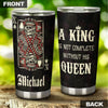 Camellia Personalized Skull King Not Complete Without His Queen Stainless Steel Tumbler - Double-Walled Insulation Travel Thermal Cup With Lid Gift For Valentines Day Couple