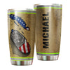Camellia Personalized Firefighter American Flag Fire Rescue Metal Stainless Steel Tumbler - Double-Walled Insulation Travel Thermal Cup With Lid Gift For Firemen Volunteer