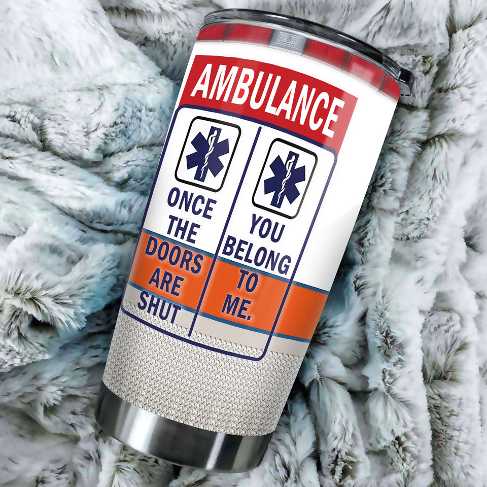 Camellia Personalized Ambulance EMS Nutrition Facts Stainless Steel Tumbler - Double-Walled Insulation Travel Thermal Cup With Lid Gift For Doctor Nurse Healthcare Worker