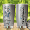 Camellia Personalized Widow Butterfly To A Husband With Wings Jewelry Style Stainless Steel Tumbler - Double-Walled Insulation Thermal Cup With Lid Gift For Memorial Day