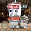 Camellia Personalized Ambulance EMS Nutrition Facts Stainless Steel Tumbler - Double-Walled Insulation Travel Thermal Cup With Lid Gift For Doctor Nurse Healthcare Worker