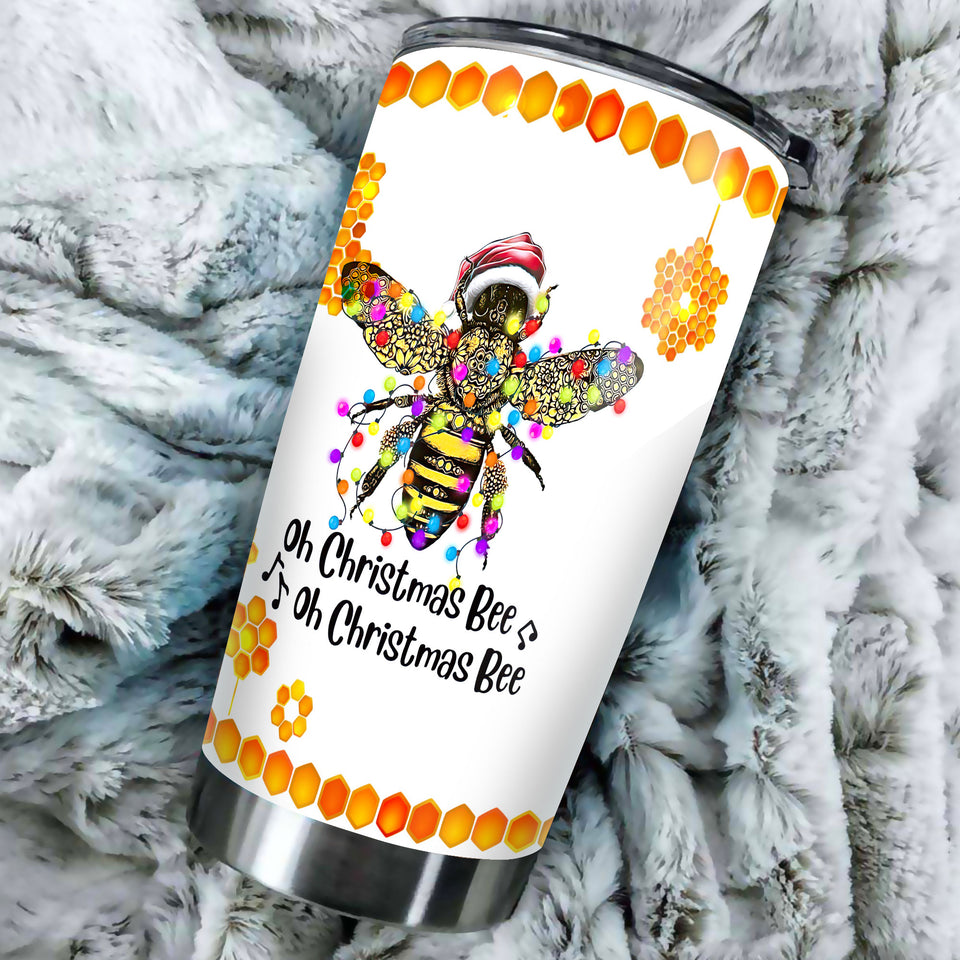 Camellia Personalized Oh Christmas Bee Honey Bee Stainless Steel Tumbler - Double-Walled Insulation Thermal Cup With Lid Gift For Christmas
