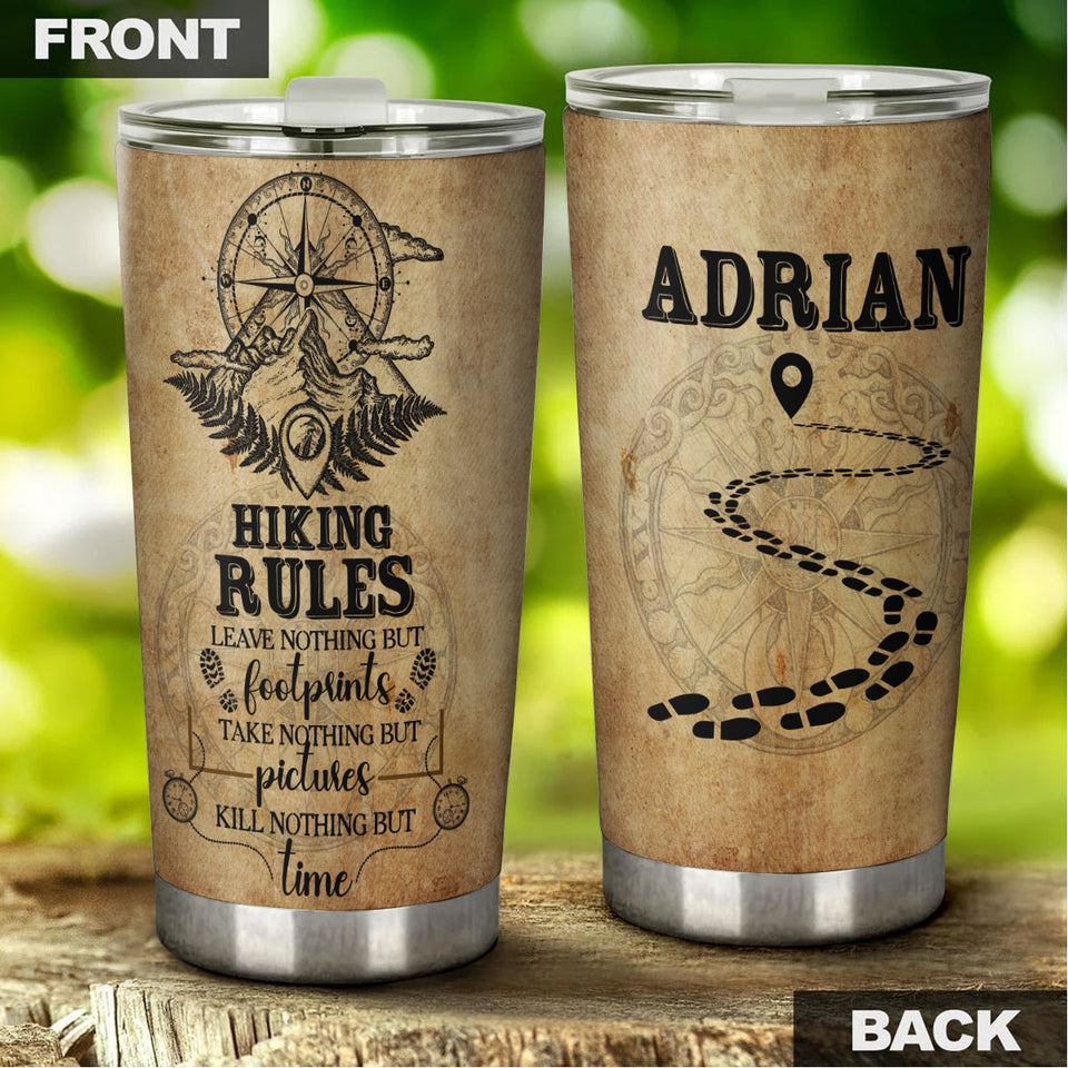 Camellia Personalized Hiking Rules Stainless Steel Tumbler - Double-Walled Insulation Travel Thermal Cup With Lid Gift For Dad