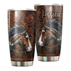 Camellia Personalized Farm Horse Graphics Stainless Steel Tumbler - Double-Walled Insulation Travel Thermal Cup With Lid Gift For Horse Lover Barrel Racing Fan