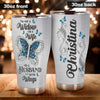Camellia Personalized Widow Butterfly To A Husband With Wings Jewelry Style Stainless Steel Tumbler - Double-Walled Insulation Thermal Cup With Lid Gift For Memorial Day