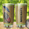 Camellia Personalized Firefighter American Flag Fire Rescue Metal Stainless Steel Tumbler - Double-Walled Insulation Travel Thermal Cup With Lid Gift For Firemen Volunteer