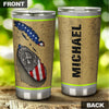 Camellia Personalized Firefighter American Flag Fire Rescue Metal Stainless Steel Tumbler - Double-Walled Insulation Travel Thermal Cup With Lid Gift For Firemen Volunteer