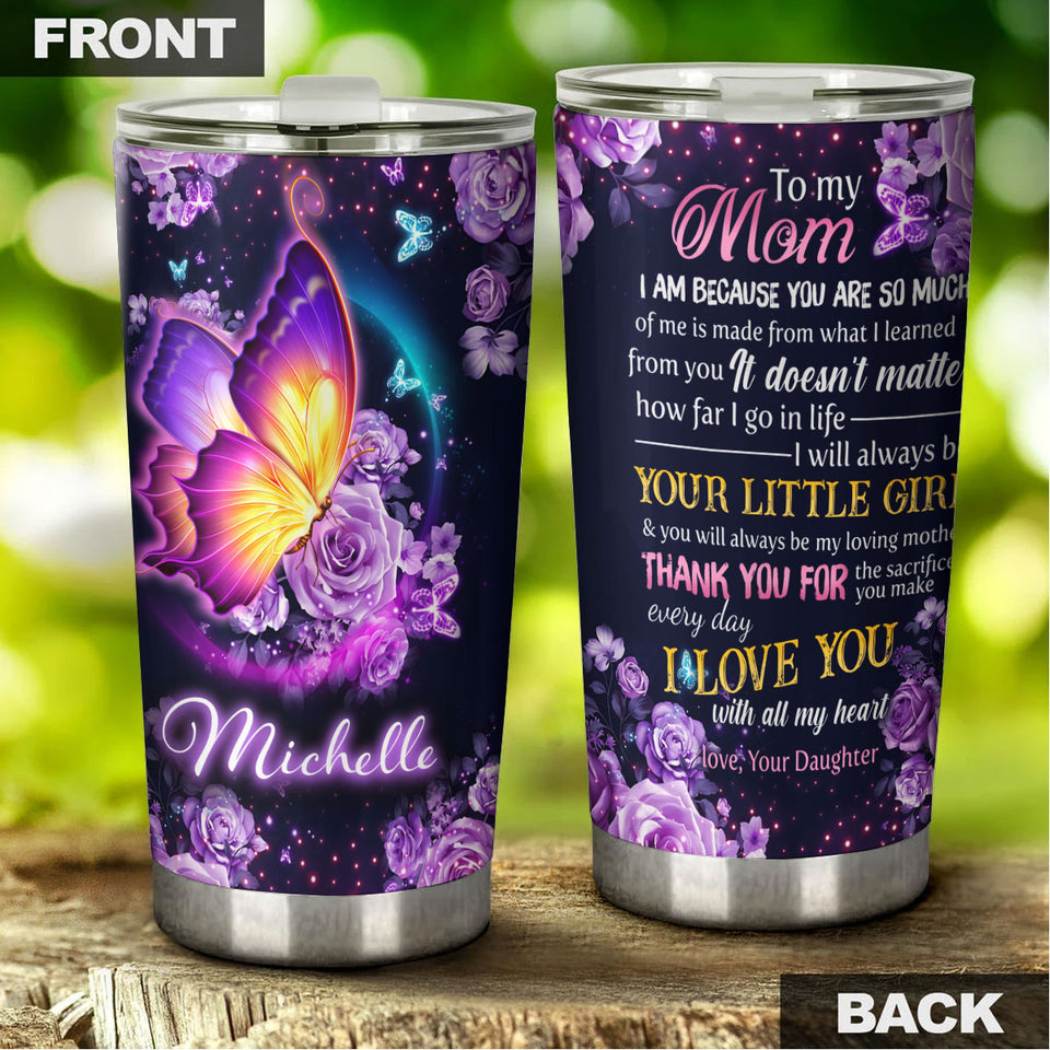 Camellia Personalized To My Mom I Love You Stainless Steel Tumbler - Double-Walled Insulation Thermal Cup With Lid Daughter Gift For Mommy Mother's Day