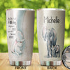 Camellia Personalized Watercolor Elephants She Loved A Little Boy Stainless Steel Tumbler - Double-Walled Insulation Thermal Cup With Lid Mother Gift For Son