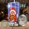 Camellia Personalized Snow Gnomes Wearing Santa Hat Merry Christmas Stainless Steel Tumbler - Double-Walled Insulation Thermal Cup With Lid Gift For Xmas Holiday