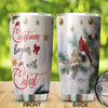 Camellia Personalized Northern Cardinal Chritsmas Begins With Christ Stainless Steel Tumbler - Double-Walled Insulation Travel Thermal Cup With Lid Gift For Xmas