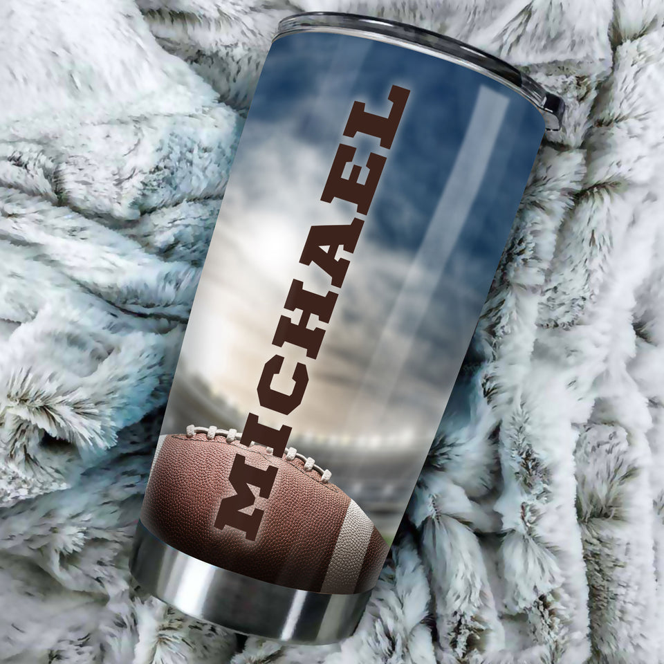 Personalized Football I Can Do All Things Christ Strengthens Me - durable hot & cold beverage tumbler view #3