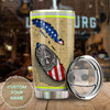 Camellia Personalized Firefighter American Flag Fire Rescue Metal Stainless Steel Tumbler - Double-Walled Insulation Travel Thermal Cup With Lid Gift For Firemen Volunteer