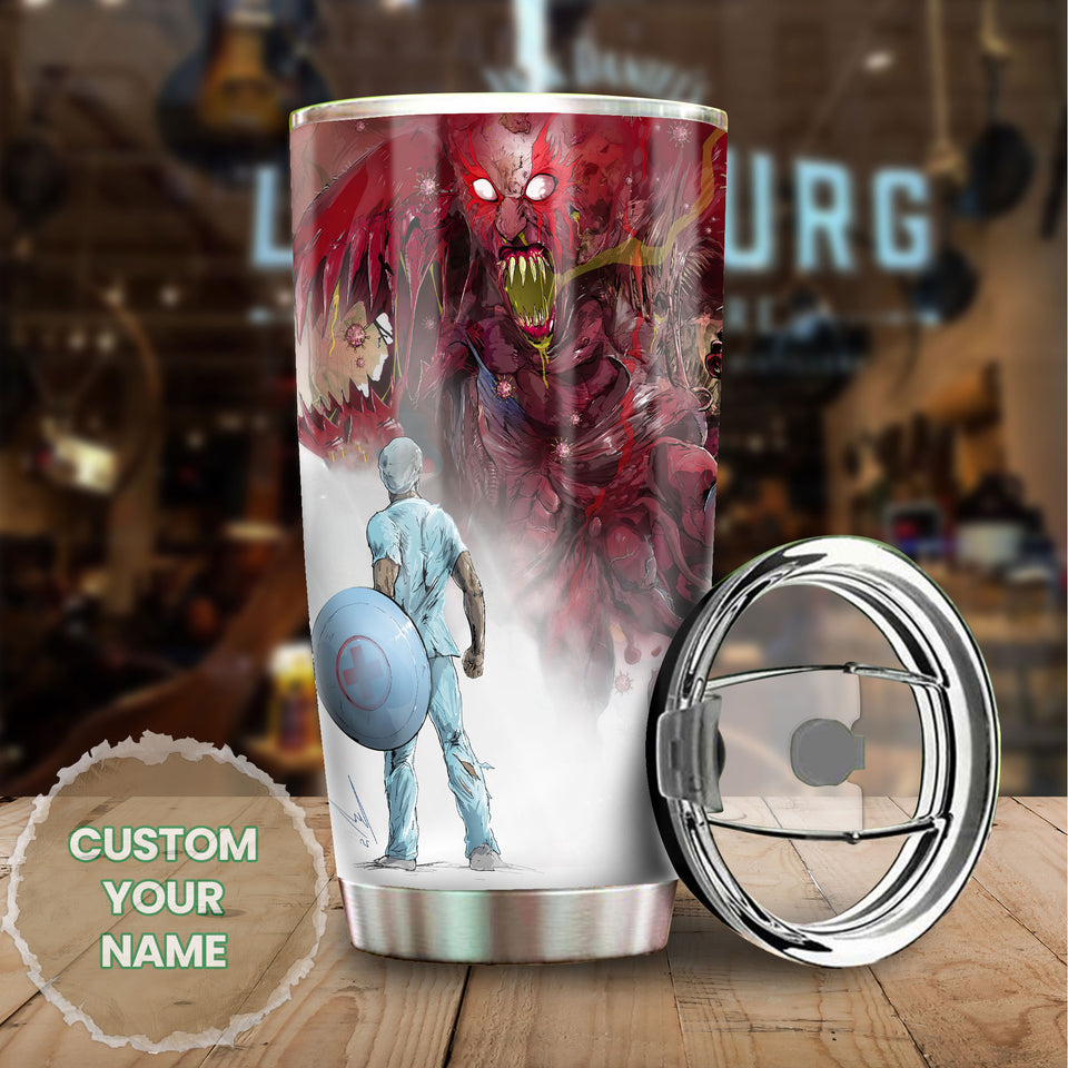 Personalized Superheroes Wear Scrubs Pandemic Graphics Stainless - General Tumbler view #6