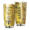Camellia Personalized Queen Bee Honey Jewelry Style Stainless Steel Tumbler - Double-Walled Insulation Thermal Cup With Lid Gift For Girls Animal Lover
