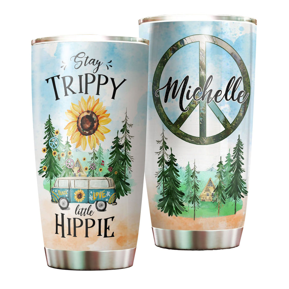 Personalized Stay Trippy Little Hippie Vintage Stainless Steel - General insulated stainless steel tumbler drinkware preview