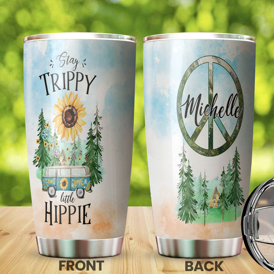 Personalized Stay Trippy Little Hippie Vintage Stainless Steel - General Tumbler view #7