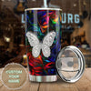 Camellia Personalized Colorful Butterfly Jewelry Style Stainless Steel Tumbler - Double-Walled Insulation Travel Thermal Cup With Lid Gift For Memorial Day
