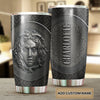 Camellia Personalized Viking Medusa Metal Style Stainless Steel Tumbler - Double-Walled Insulation Travel Thermal Cup With Lid Gift For Viking Lover