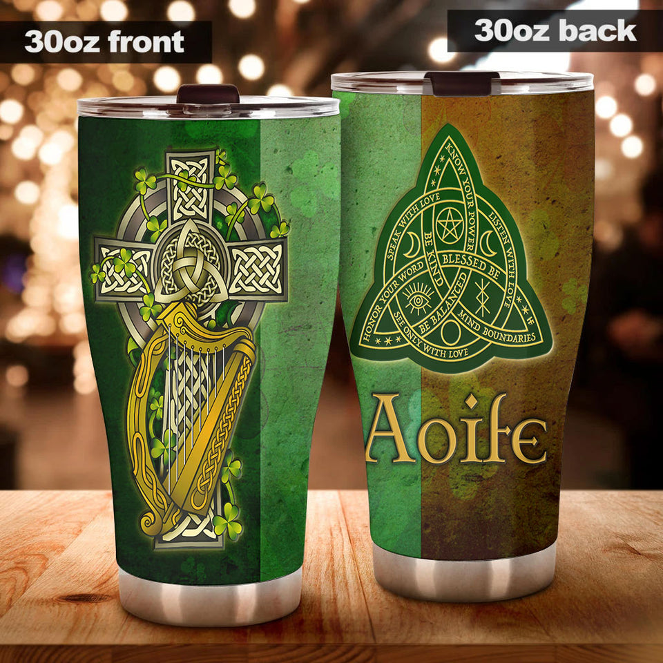 Camellia Personalized Irish St Patrick Day Green Clover Graphics Stainless Steel Tumbler - Double-Walled Insulation Thermal Cup With Lid Gift For St Patrick Day