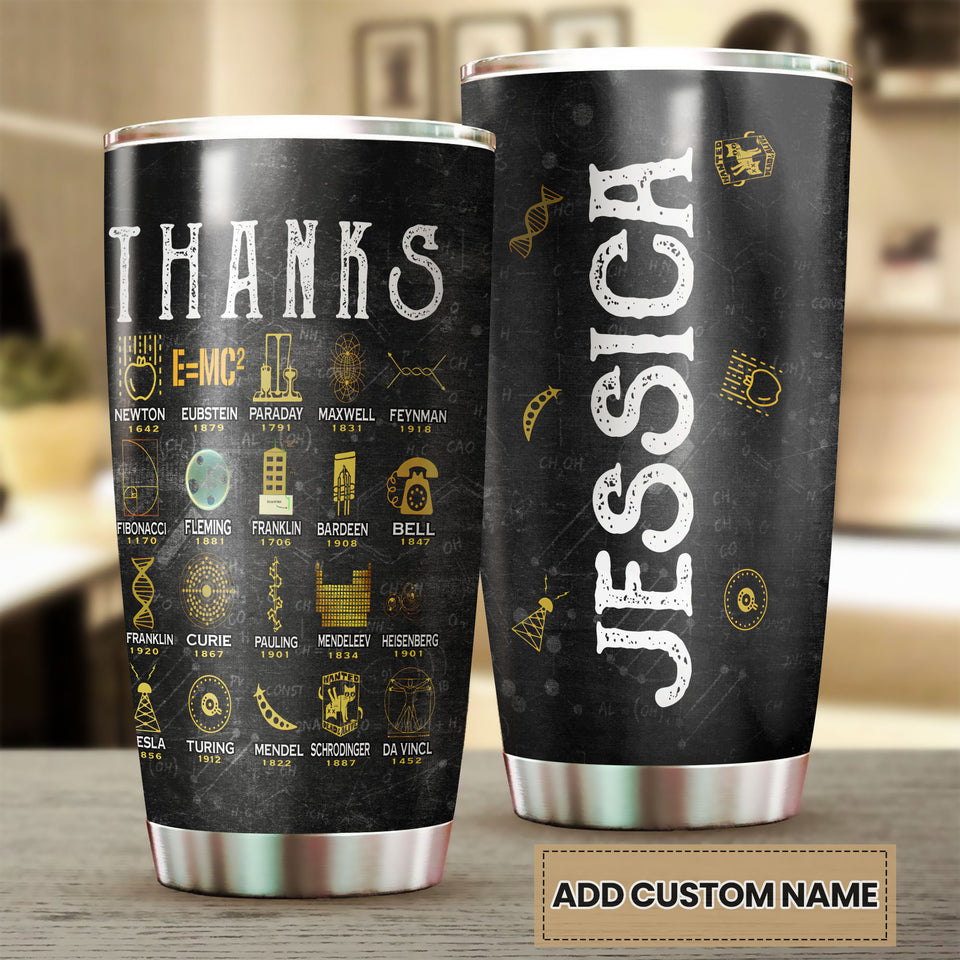 Camellia Personalized Thanks Science Innovations Scientists Stainless Steel Tumbler - Double-Walled Insulation Travel Thermal Cup With Lid Gift For Student Science Nerd
