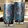 Camellia Personalized Peace Hippie Dreamcatcher Wooden Style Stainless Steel Tumbler - Double-Walled Insulation Thermal Cup With Lid Gift For Hipster Hippie Peace Lover