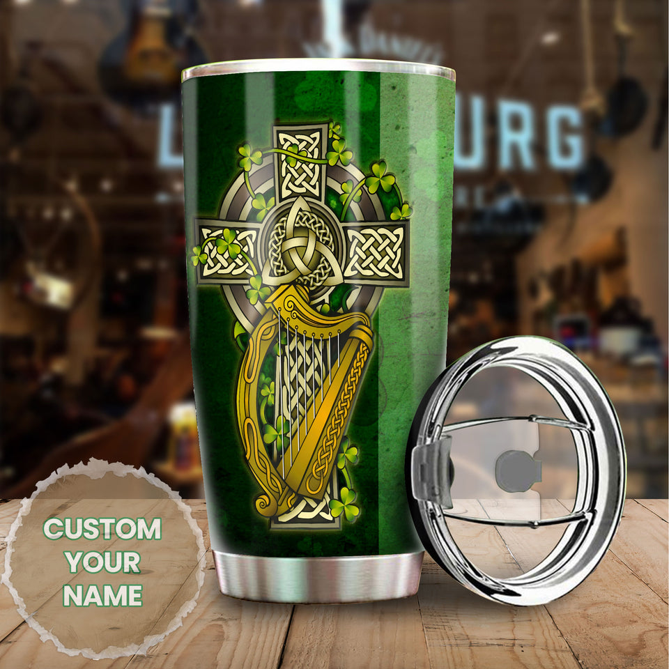 Camellia Personalized Irish St Patrick Day Green Clover Graphics Stainless Steel Tumbler - Double-Walled Insulation Thermal Cup With Lid Gift For St Patrick Day