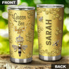 Camellia Personalized Queen Bee Honey Jewelry Style Stainless Steel Tumbler - Double-Walled Insulation Thermal Cup With Lid Gift For Girls Animal Lover