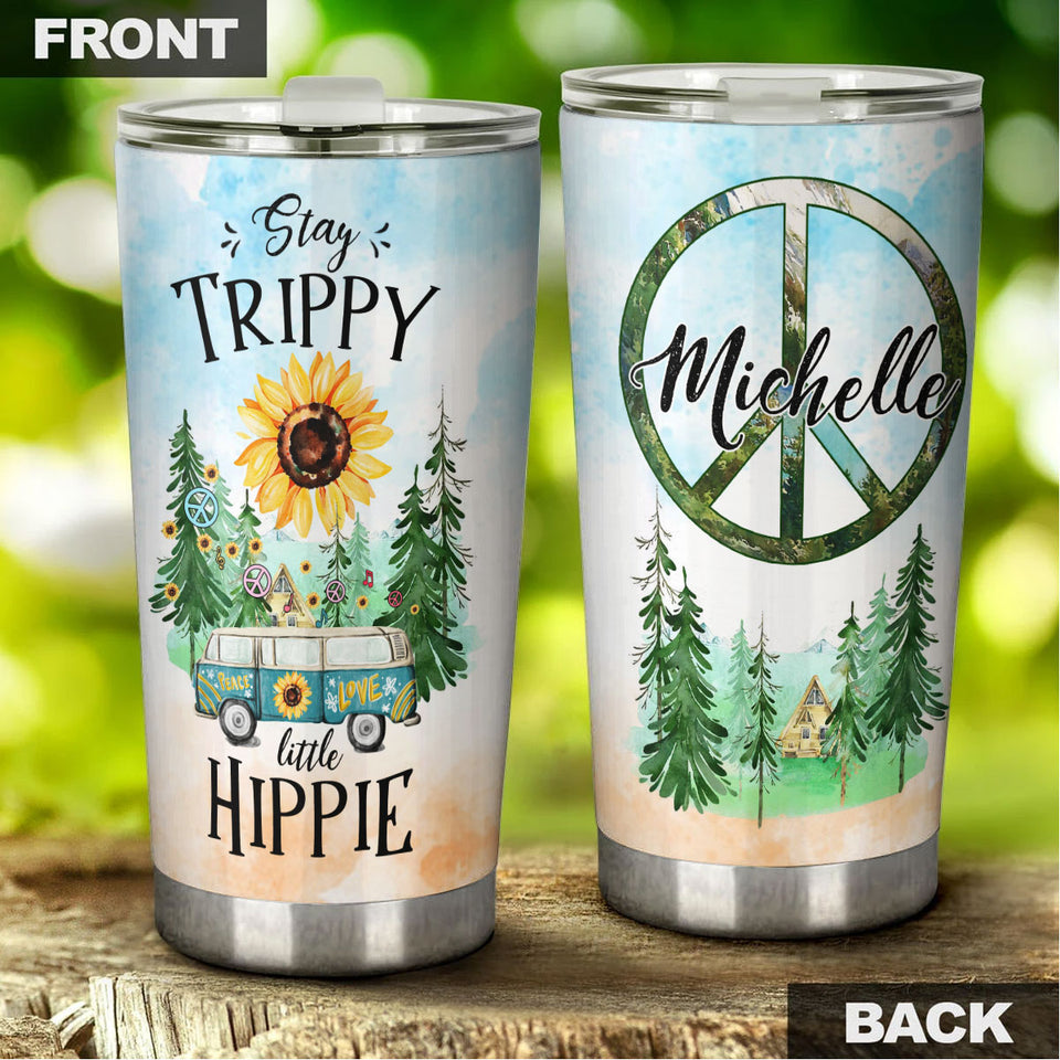 Personalized Stay Trippy Little Hippie Vintage Stainless Steel - General Tumbler view #5