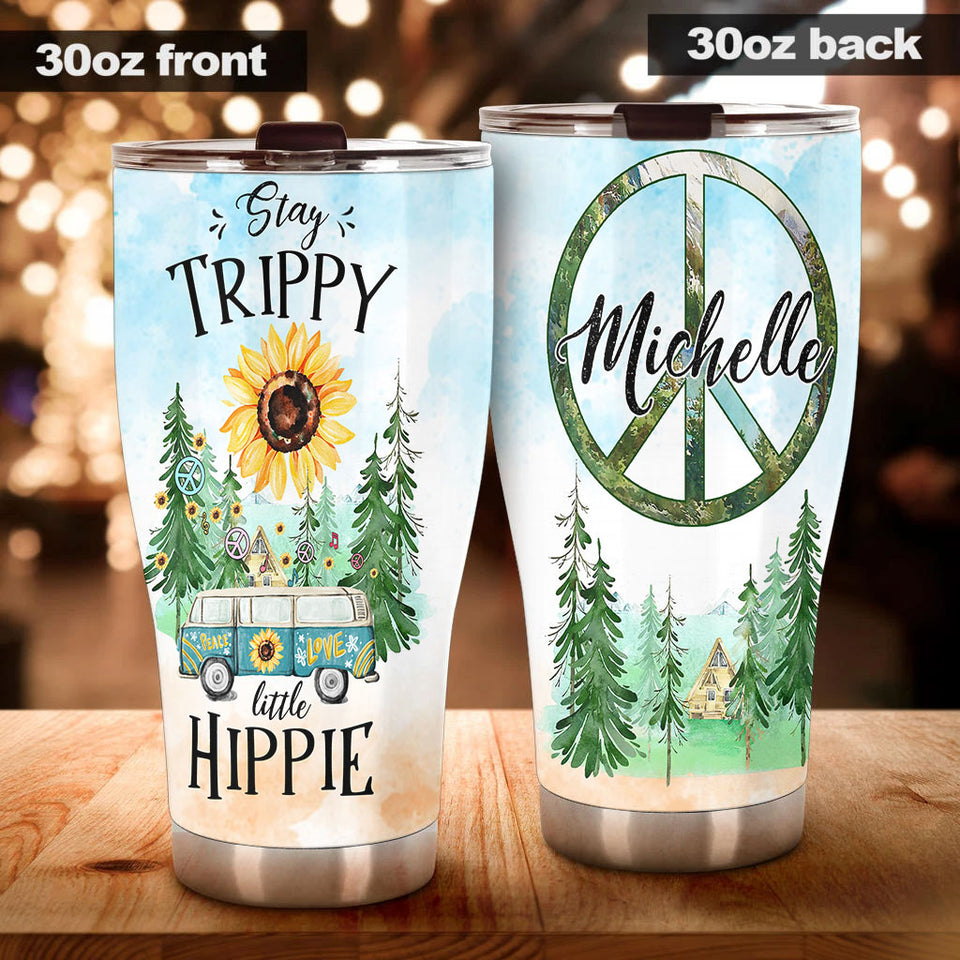 Personalized Stay Trippy Little Hippie Vintage Stainless Steel - General Tumbler view #4