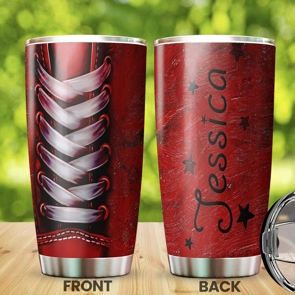 Camellia Personalized Shoes Lace Red Sneakers Star Vintage Graphic Stainless Steel Tumbler - Double-Walled Insulation Travel Thermal Cup With Lid Gift For Teenager Birthday