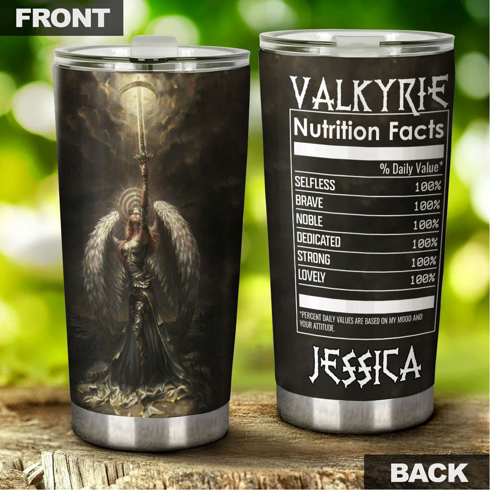 Camellia Personalized Valkyrie Nutrition Facts Heroine Viking Stainless Steel Tumbler - Double-Walled Insulation Thermal Cup With Lid Gift For Girl Women Valkyrie Lover