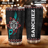 Camellia Personalized Taino Sun Pattern Graphics Stainless Steel Tumbler - Double-Walled Insulation Travel Thermal Cup With Lid Gift For Birthday