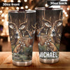 Camellia Personalized Deer Forest Hunting Graphics Stainless Steel Tumbler - Double-Walled Insulation Travel Thermal Cup With Lid Gift For Deer Hunter Men