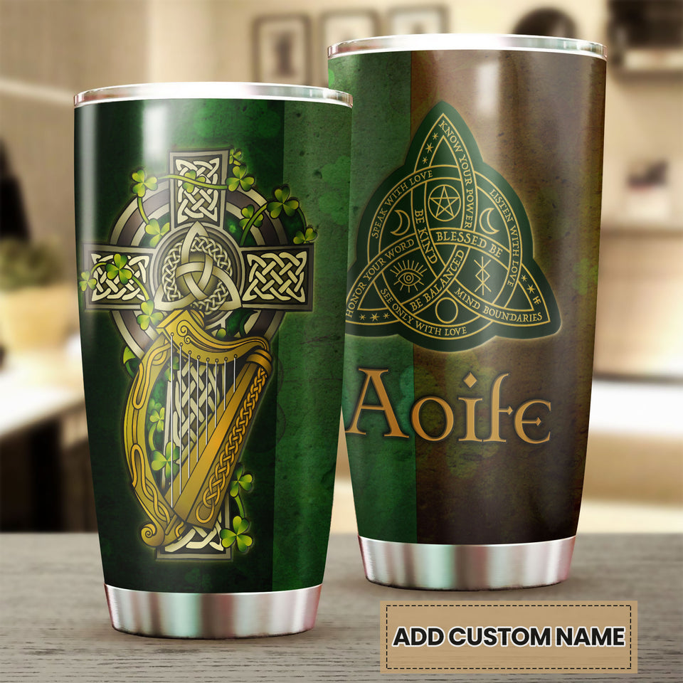 Camellia Personalized Irish St Patrick Day Green Clover Graphics Stainless Steel Tumbler - Double-Walled Insulation Thermal Cup With Lid Gift For St Patrick Day