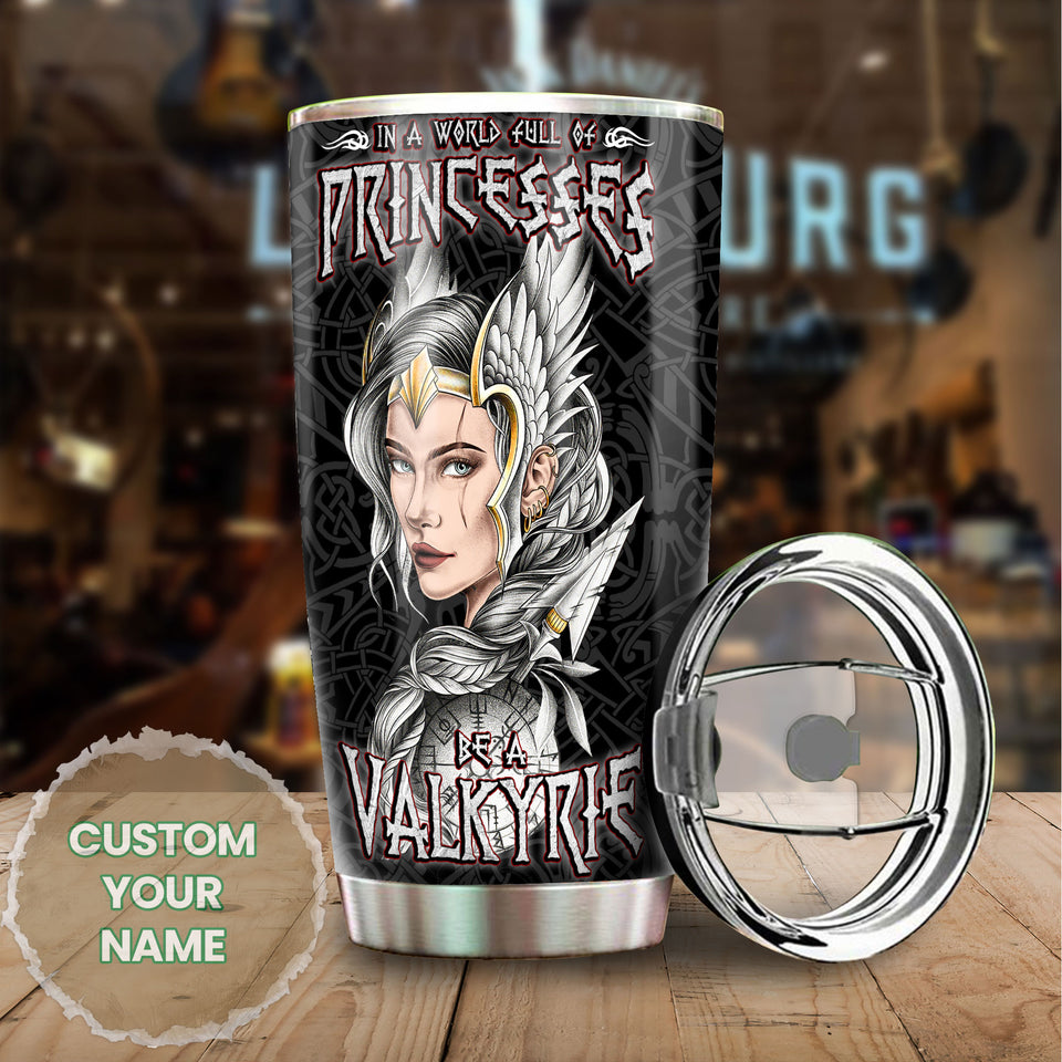 Camellia Personalized Viking Warrior Princesses Be A Valkyrie Stainless Steel Tumbler - Double-Walled Insulation Travel Thermal Cup With Lid Gift For Girl Women Viking Lover