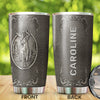 Camellia Personalized Deer Forest Hunting Silver Metal Style Stainless Steel Tumbler - Double-Walled Insulation Travel Thermal Cup With Lid Gift For Hunter Dad