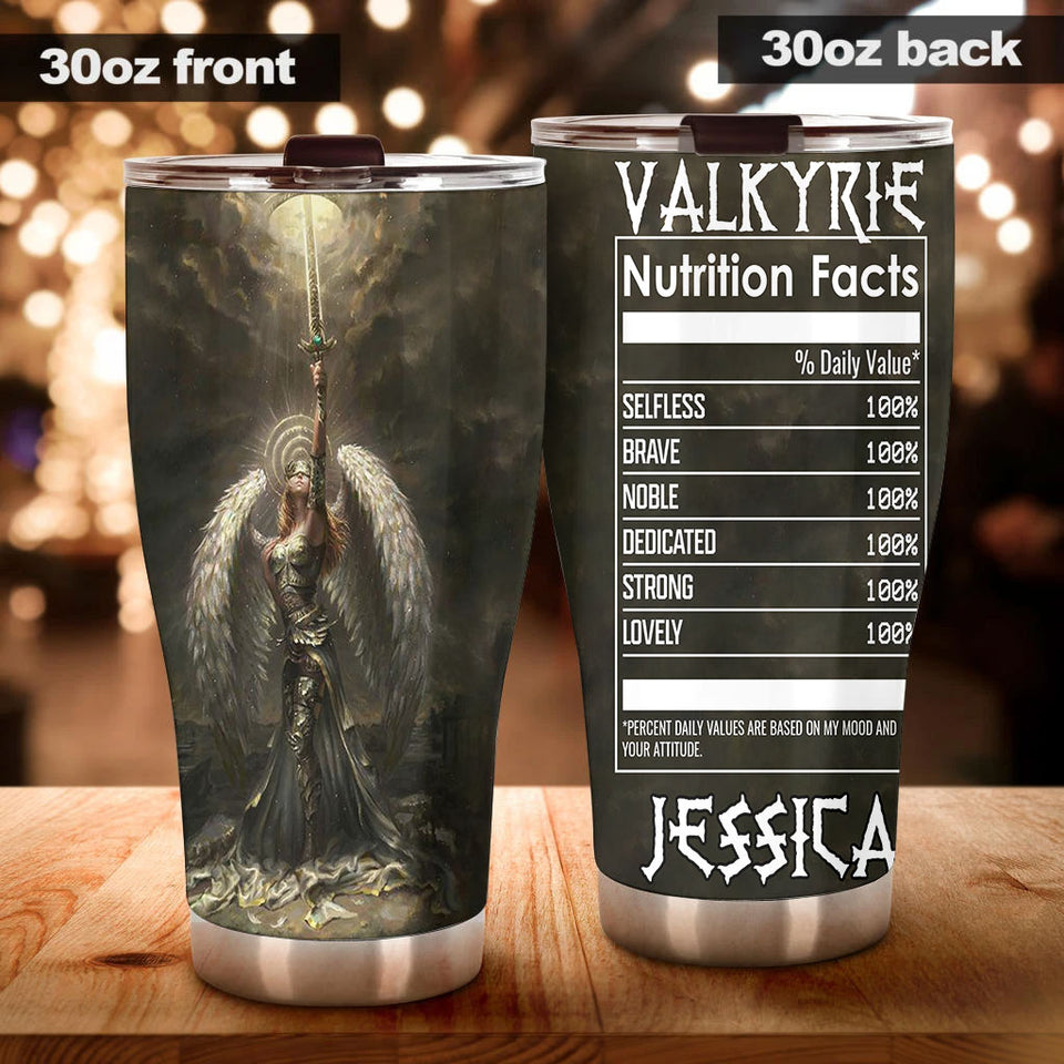 Camellia Personalized Valkyrie Nutrition Facts Heroine Viking Stainless Steel Tumbler - Double-Walled Insulation Thermal Cup With Lid Gift For Girl Women Valkyrie Lover