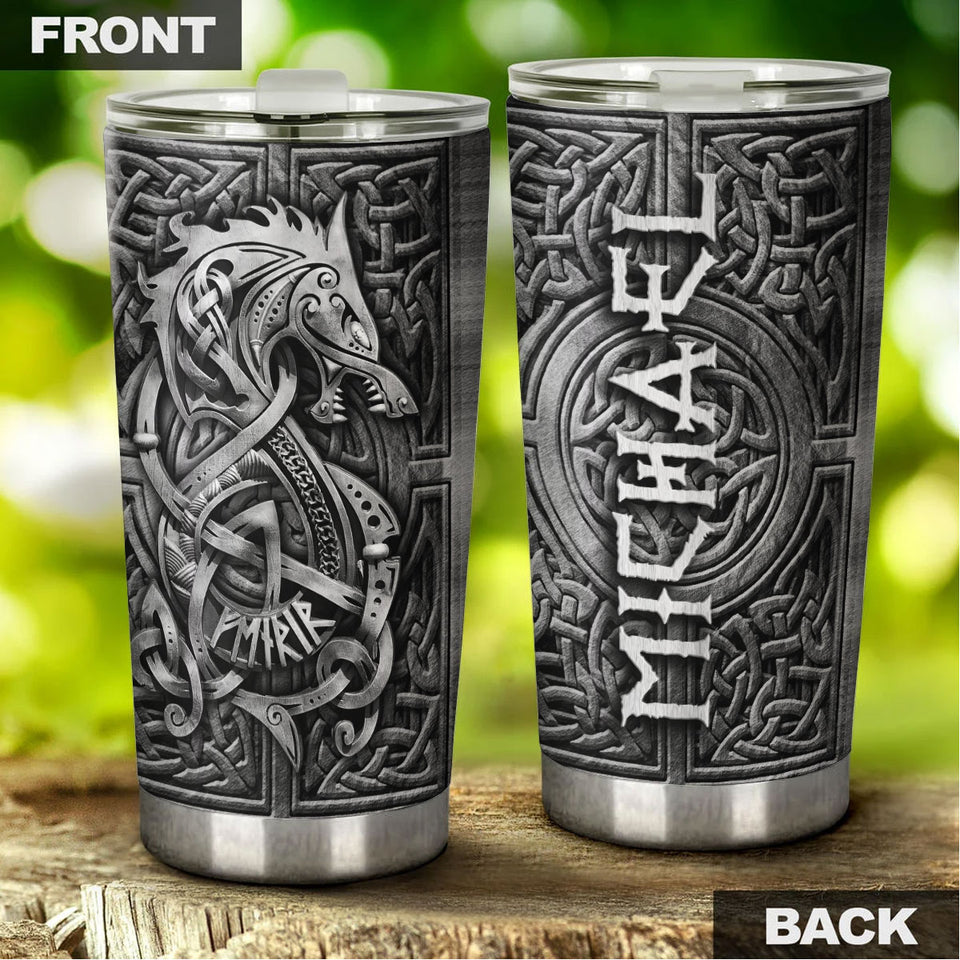 Camellia Personalized Son Of Loki Steel Dragon Metal Style Graphics Stainless Steel Tumbler - Double-Walled Insulation Travel Thermal Cup With Lid Gift For Dragon Viking Lover