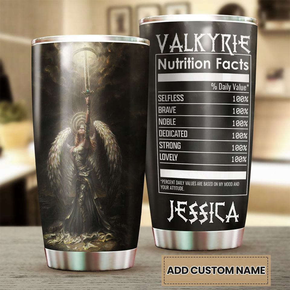 Camellia Personalized Valkyrie Nutrition Facts Heroine Viking Stainless Steel Tumbler - Double-Walled Insulation Thermal Cup With Lid Gift For Girl Women Valkyrie Lover