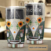 Camellia Personalized Sunflower Hippie Peace Lover Butterfly Graphics Stainless Steel Tumbler - Double-Walled Insulation Thermal Cup With Lid Gift For Hipster
