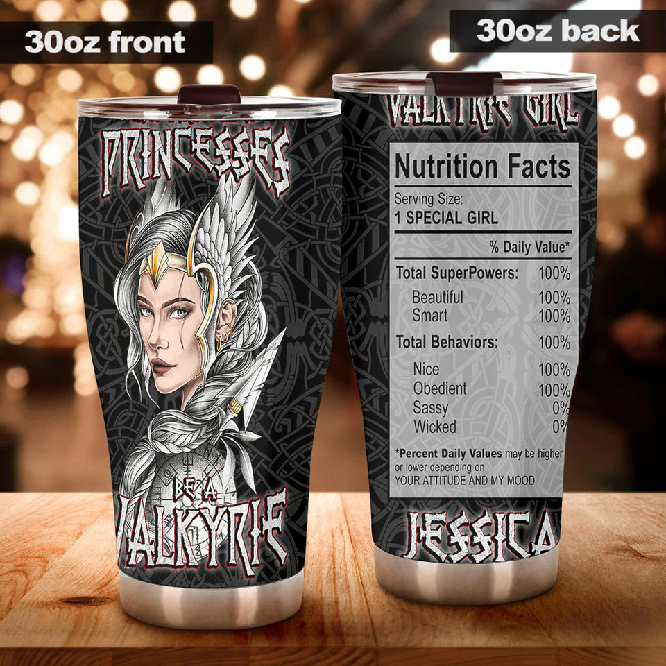 Camellia Personalized Viking Warrior Princesses Be A Valkyrie Stainless Steel Tumbler - Double-Walled Insulation Travel Thermal Cup With Lid Gift For Girl Women Viking Lover