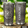 Camellia Personalized Deer Forest Hunting Silver Metal Style Stainless Steel Tumbler - Double-Walled Insulation Travel Thermal Cup With Lid Gift For Hunter Dad