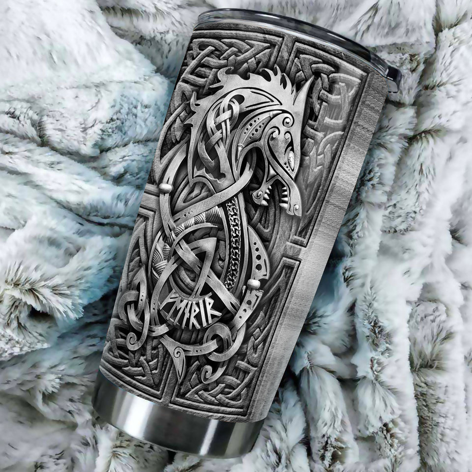 Camellia Personalized Son Of Loki Steel Dragon Metal Style Graphics Stainless Steel Tumbler - Double-Walled Insulation Travel Thermal Cup With Lid Gift For Dragon Viking Lover