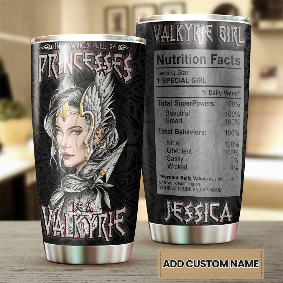Camellia Personalized Viking Warrior Princesses Be A Valkyrie Stainless Steel Tumbler - Double-Walled Insulation Travel Thermal Cup With Lid Gift For Girl Women Viking Lover
