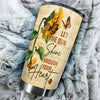 Camellia Personalized Sunflower Hippie Let The Sun Shine Through Heart Stainless Steel Tumbler - Double-Walled Insulation Travel Thermal Cup With Lid Gift For Hipster Girl