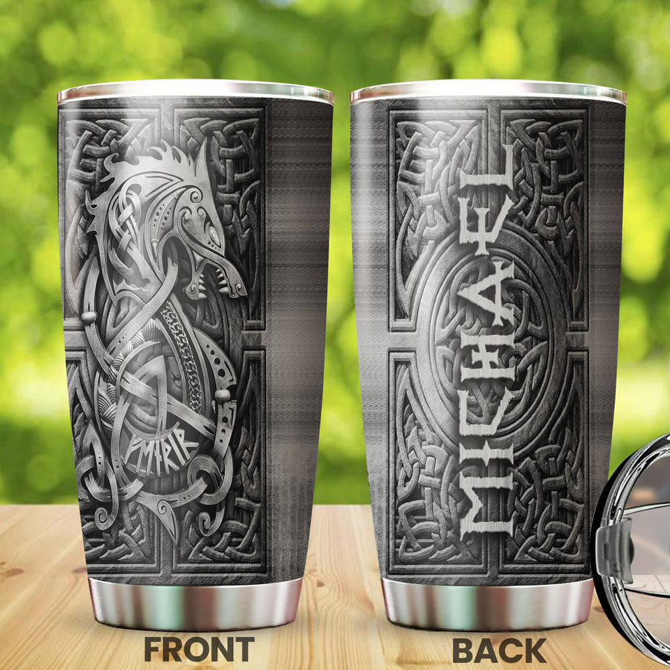 Camellia Personalized Son Of Loki Steel Dragon Metal Style Graphics Stainless Steel Tumbler - Double-Walled Insulation Travel Thermal Cup With Lid Gift For Dragon Viking Lover