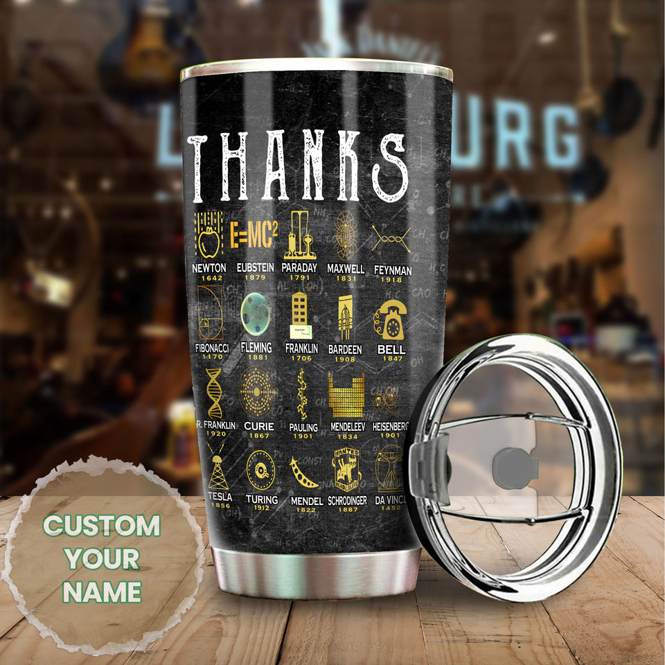 Camellia Personalized Thanks Science Innovations Scientists Stainless Steel Tumbler - Double-Walled Insulation Travel Thermal Cup With Lid Gift For Student Science Nerd