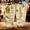 Camellia Personalized Sunflower Hippie Let The Sun Shine Through Heart Stainless Steel Tumbler - Double-Walled Insulation Travel Thermal Cup With Lid Gift For Hipster Girl